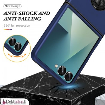 Plastikinis dėklas su žiedu - mėlynas (Samsung Galaxy Z Flip 7) Plastikinis dėklas su žiedu - mėlynas (Samsung Galaxy Z Flip 7)